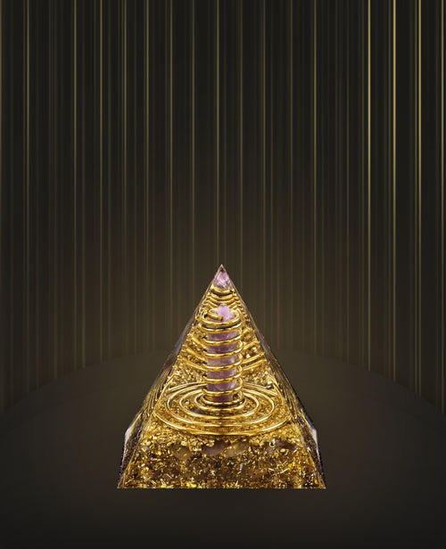 GOLD-INFUSED ORGONITE CRYSTAL PYRAMID