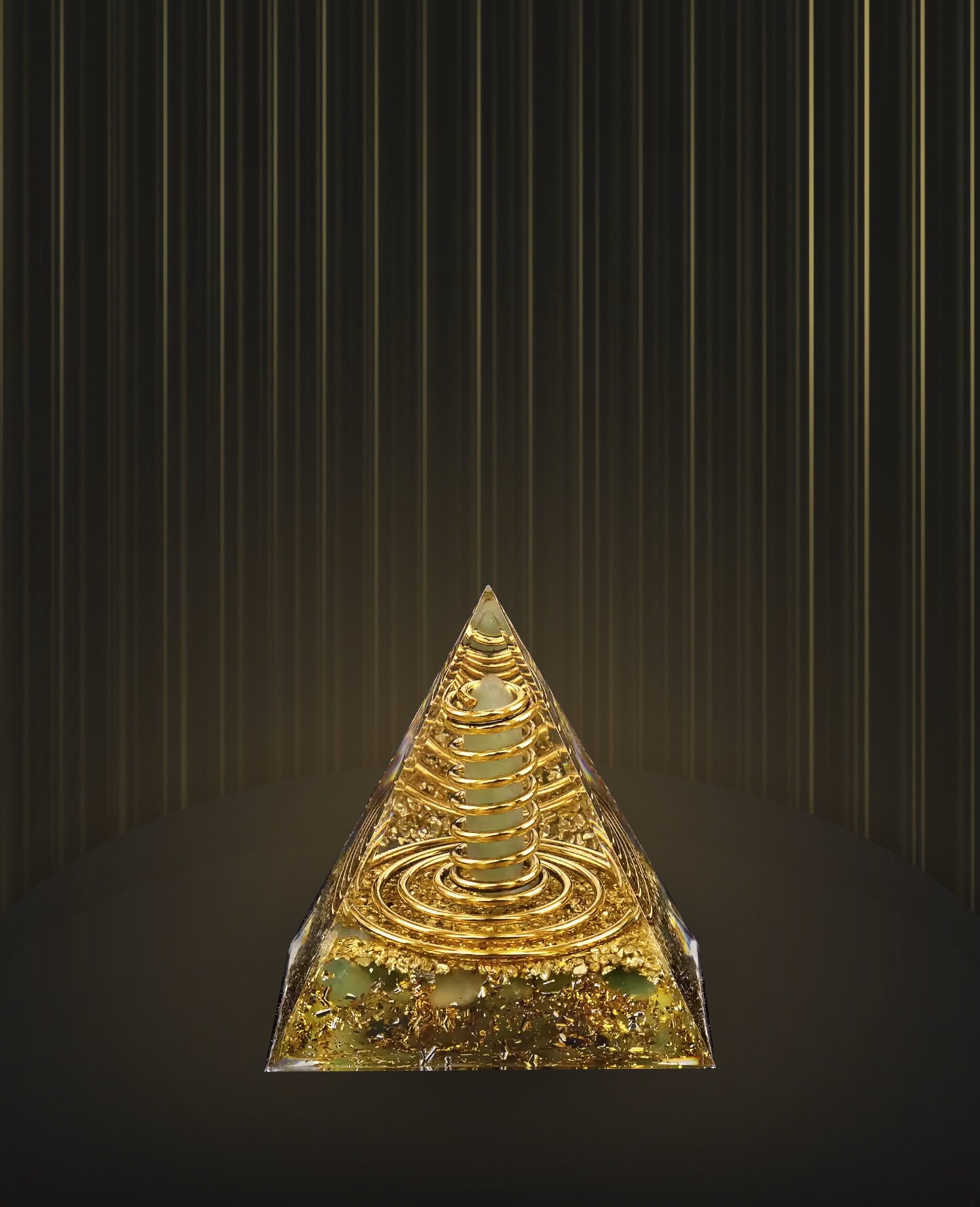 GOLD-INFUSED ORGONITE CRYSTAL PYRAMID