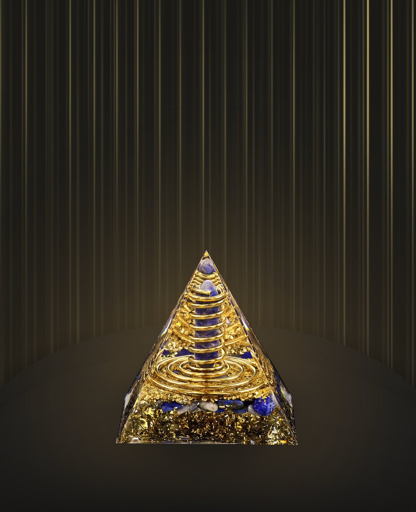 GOLD-INFUSED ORGONITE CRYSTAL PYRAMID