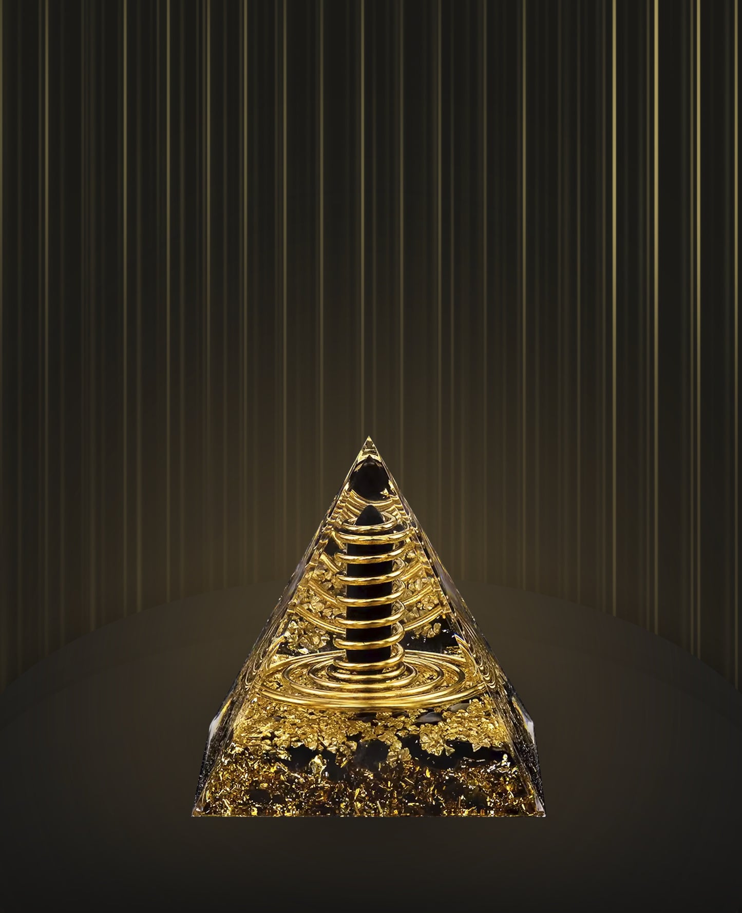 GOLD-INFUSED ORGONITE CRYSTAL PYRAMID