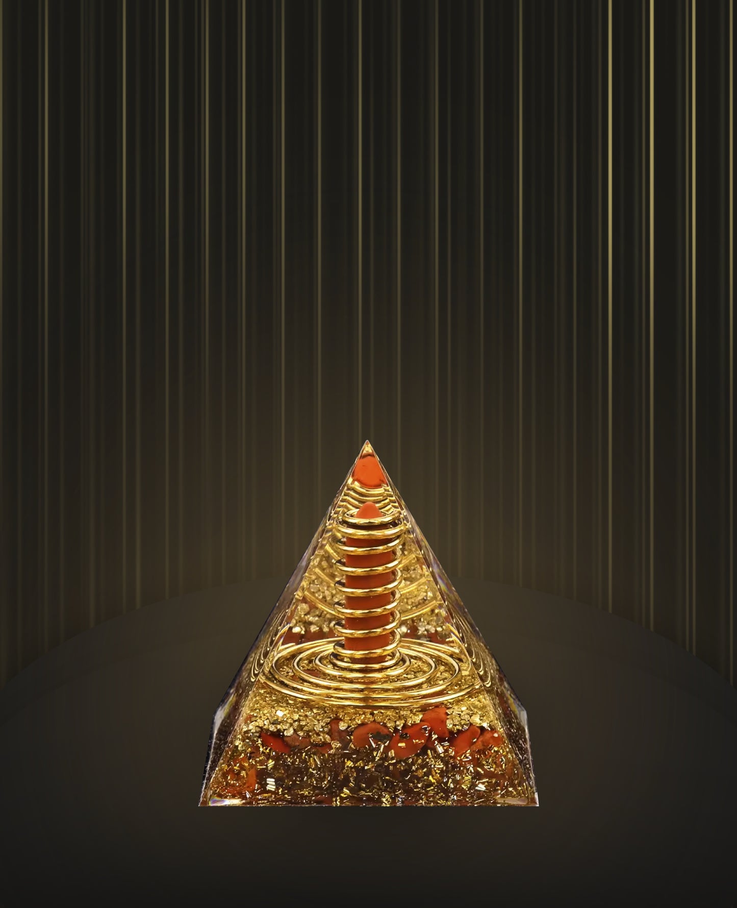 GOLD-INFUSED ORGONITE CRYSTAL PYRAMID