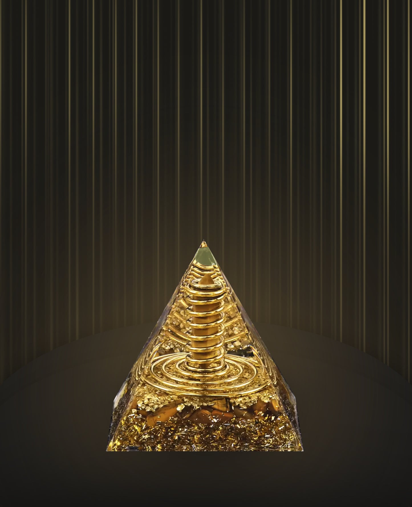 GOLD-INFUSED ORGONITE CRYSTAL PYRAMID