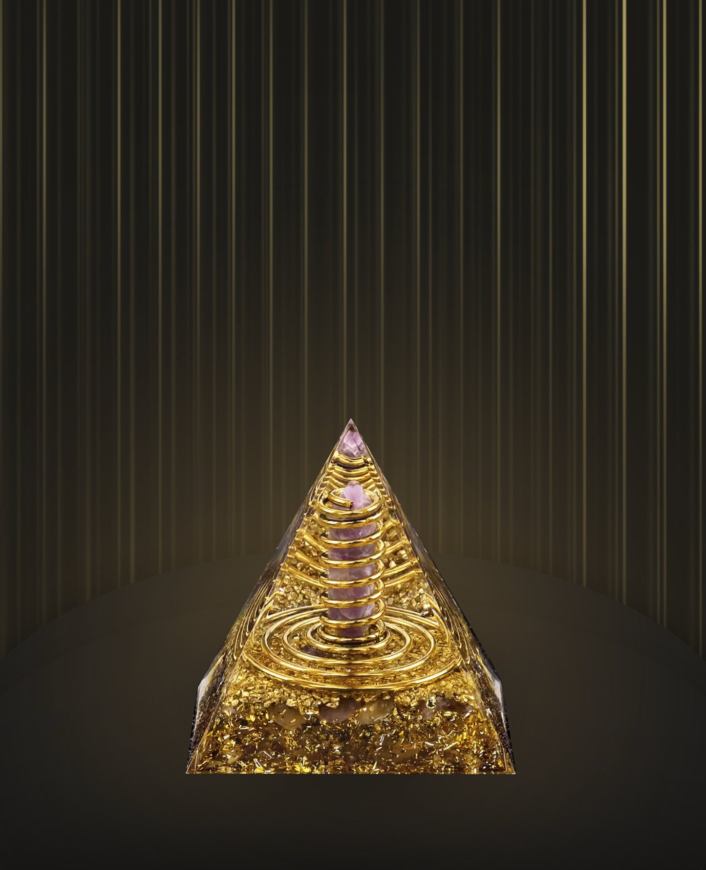 GOLD-INFUSED ORGONITE CRYSTAL PYRAMID