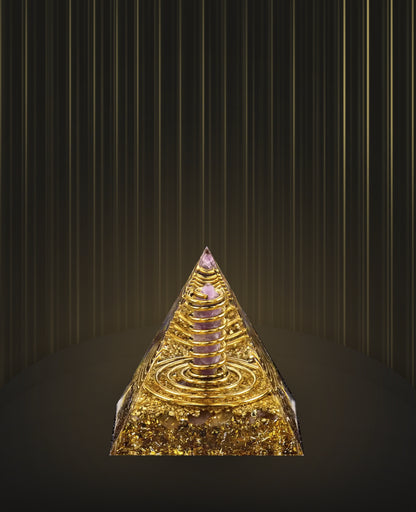 GOLD-INFUSED ORGONITE CRYSTAL PYRAMID