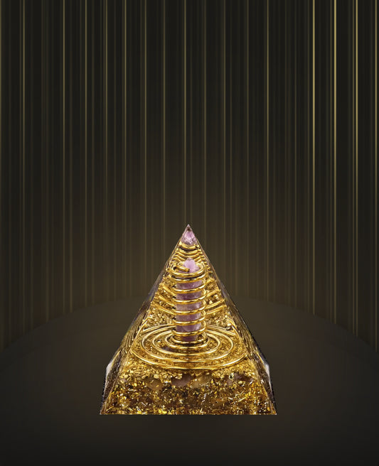 GOLD-INFUSED ORGONITE CRYSTAL PYRAMID