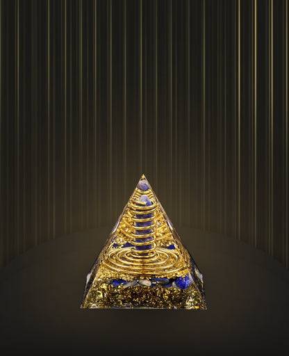 GOLD-INFUSED ORGONITE CRYSTAL PYRAMID