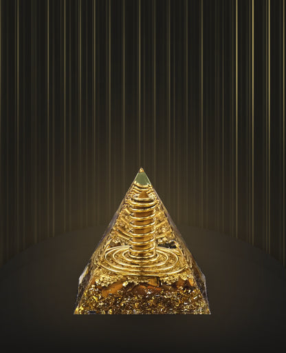 GOLD-INFUSED ORGONITE CRYSTAL PYRAMID
